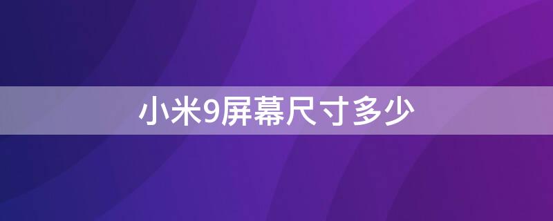 小米9屏幕尺寸多少（小米9屏幕尺寸多少钱）