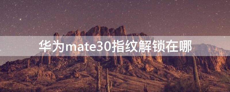 华为mate30指纹解锁在哪 华为mate30怎么设置指纹解锁