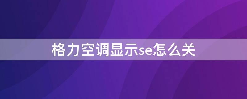 格力空调显示se怎么关（格力空调显示se怎么关机）