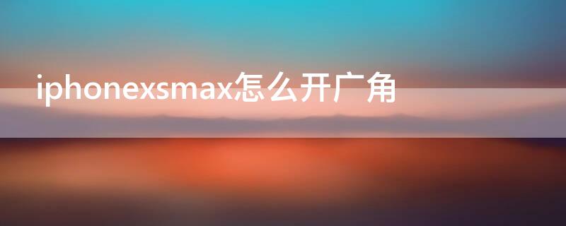 iPhonexsmax怎么开广角 iphonexsmax如何开广角