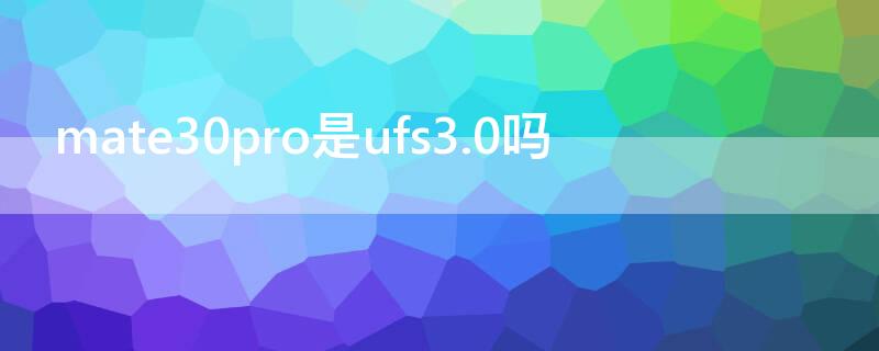 mate30pro是ufs3.0吗（华为mate30pro是ufs3.1吗）