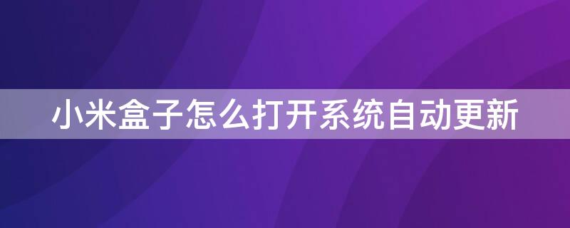 小米盒子怎么打开系统自动更新 小米盒子自动升级怎么关闭