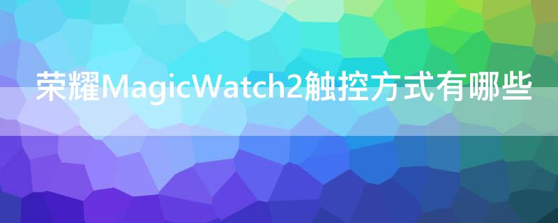 荣耀MagicWatch2触控方式有哪些（honor magicwatch2使用方法）