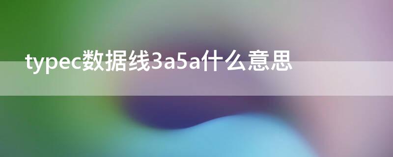 typec数据线3a5a什么意思