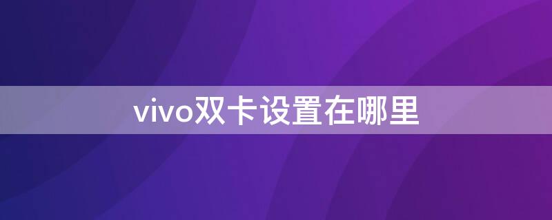 vivo双卡设置在哪里（vivo手机双卡设置在哪儿）