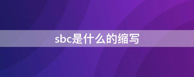 sbc是什么的缩写 sbc全称