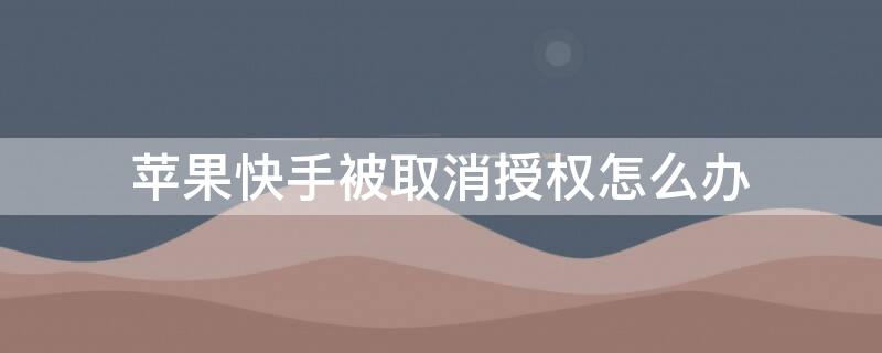 iPhone快手被取消授权怎么办 iphone快手被取消授权怎么办解除