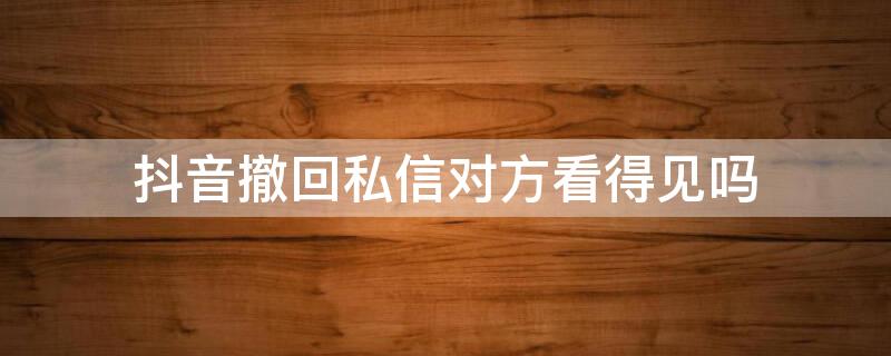 抖音撤回私信对方看得见吗 抖音撤回私信对方看得见吗知乎