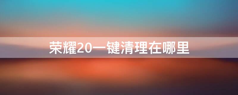 荣耀20一键清理在哪里 荣耀20一键清理在哪里设置