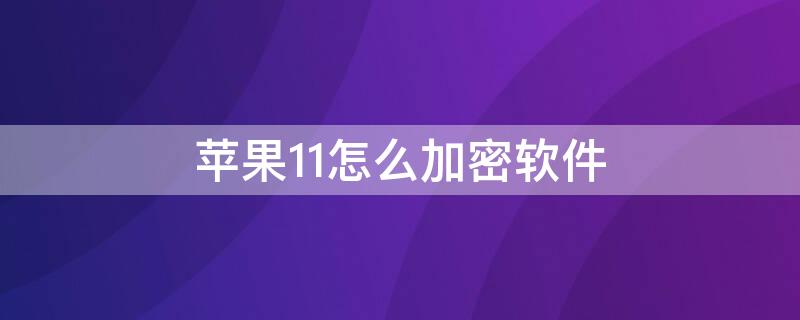 iPhone11怎么加密软件 苹果11手机怎样加密软件