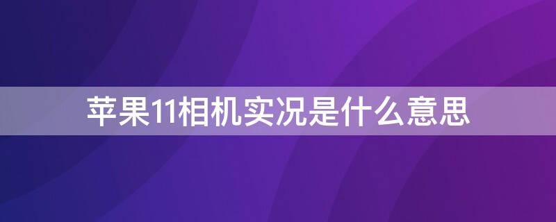 iPhone11相机实况是什么意思 苹果11相机实况是什么意思