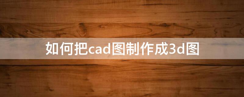 如何把cad图制作成3d图（如何把cad图制作成3d图纸）