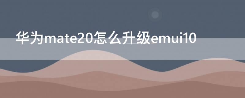 华为mate20怎么升级emui10 华为mate20怎么升级鸿蒙