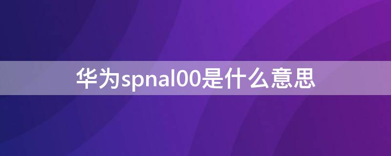 华为spnal00是什么意思 huawei-spn-al00什么意思