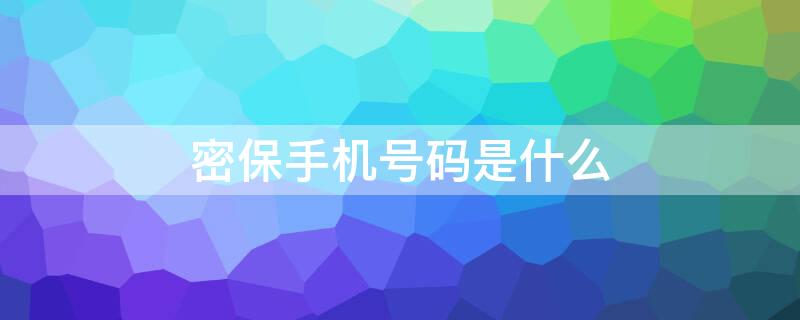 密保手机号码是什么 密保手机号是什么?