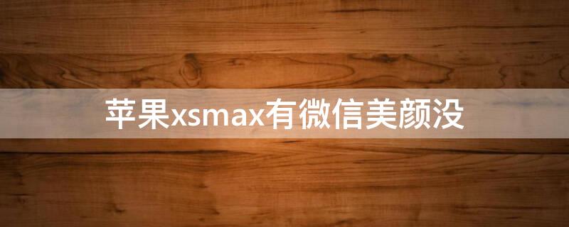 iPhonexsmax有微信美颜没 苹果xs max微信美颜