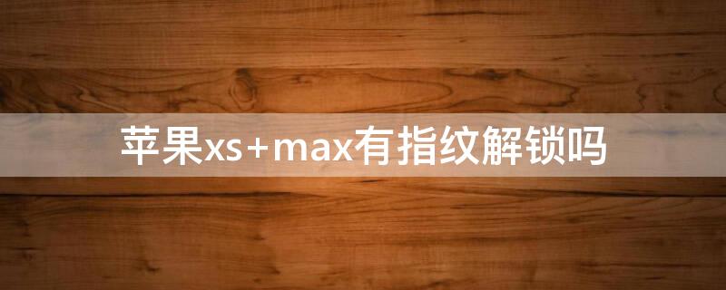 iPhonexs max有指纹解锁吗