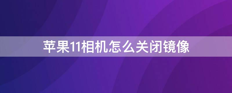 iPhone11相机怎么关闭镜像 iphone11相机镜像