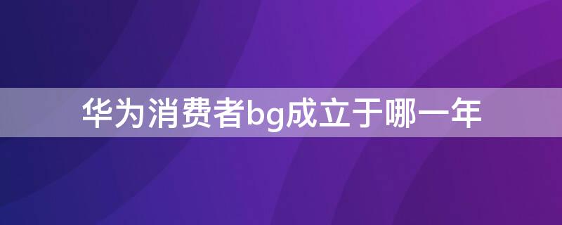 华为消费者bg成立于哪一年 华为消费者bg在哪个城市