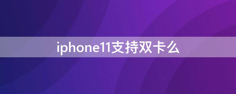 iPhone11支持双卡么 iphone11 支持双卡么