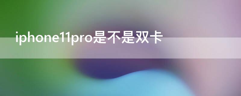 iPhone11pro是不是双卡 苹果11pro 是不是双卡双待