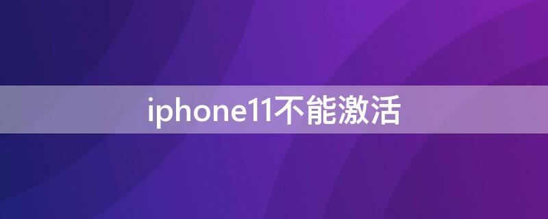 iPhone11不能激活（iphone11不能激活怎么办）