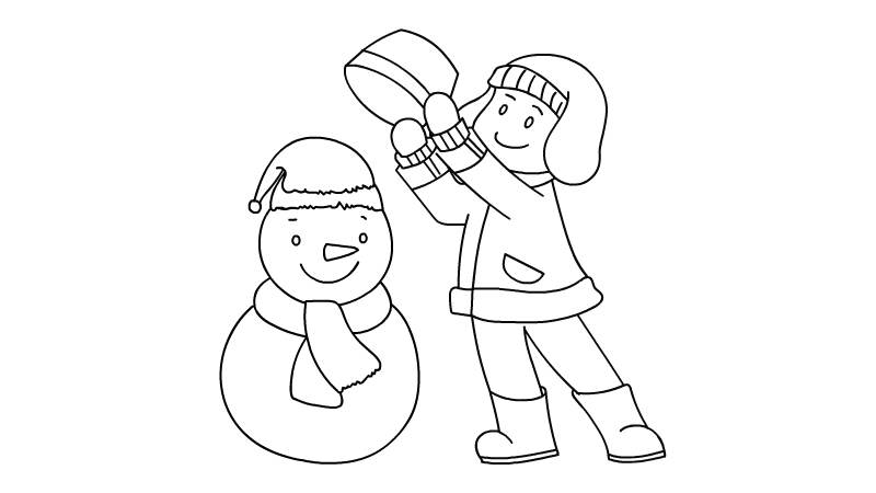 小孩堆雪人简笔画