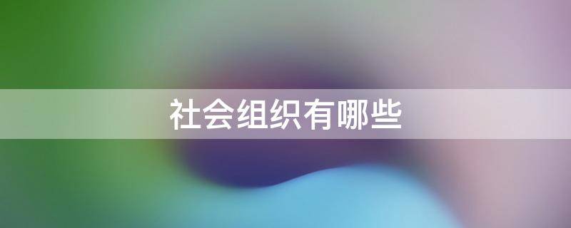 社会组织有哪些 社区社会组织有哪些