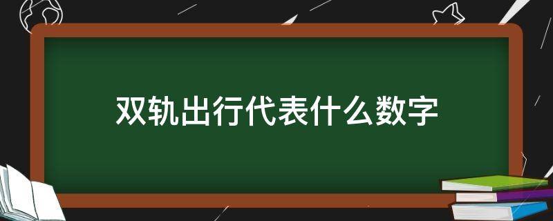 双轨出行代表什么数字 双轨出行是什么数字