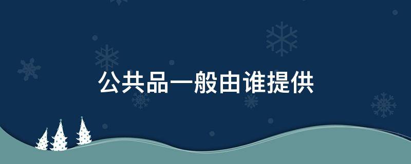 公共品一般由谁提供 公共品一般由什么提供