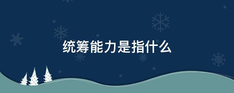 统筹能力是指什么（统筹能力用什么形容）