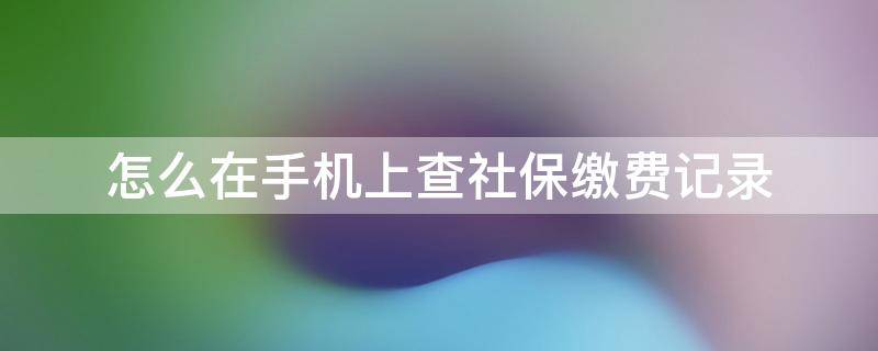 怎么在手机上查社保缴费记录（怎么在手机上查社保缴费记录带公章的）