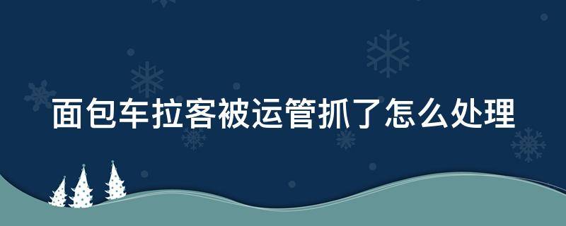 面包车拉客被运管抓了怎么处理 开面包车拉货被交警捉到怎么处理