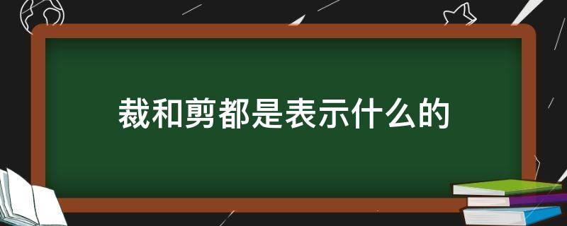 裁和剪都是表示什么的 裁剪的裁是什么