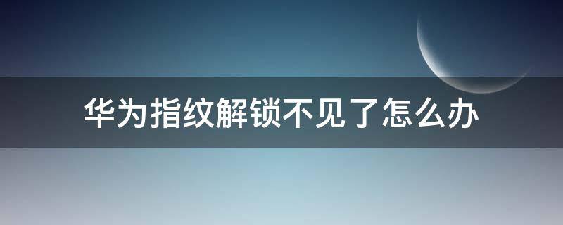 华为指纹解锁不见了怎么办 华为手机指纹解锁莫名其妙的不见了