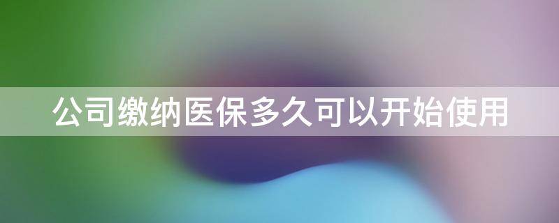 公司缴纳医保多久可以开始使用 公司交的医保多久能用