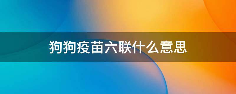 狗狗疫苗六联什么意思 狗疫苗六联都包括什么