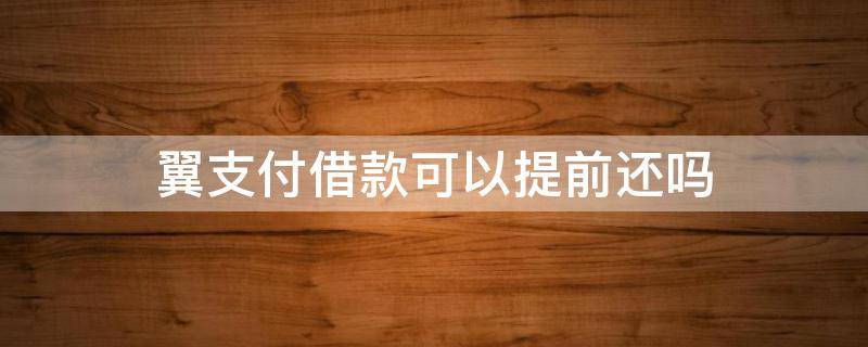 翼支付借款可以提前还吗（翼支付支持提前还款吗）