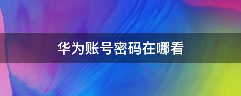 华为账号密码在哪看（自己的华为账号密码在哪看）