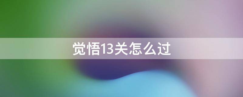 觉悟13关怎么过（觉悟第13关怎么过）