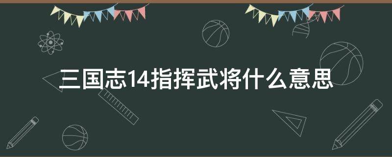 三国志14指挥武将什么意思（三国志14 统帅）