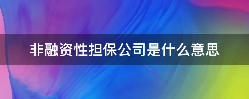 非融资性担保公司是什么意思（什么是非融资担保业务）