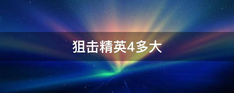 狙击精英4多大 狙击精英4多大?