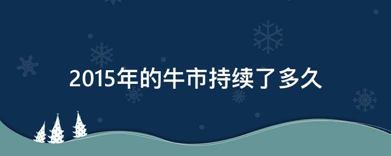 2015年的牛市持续了多久（2015年牛市持续多长时间）