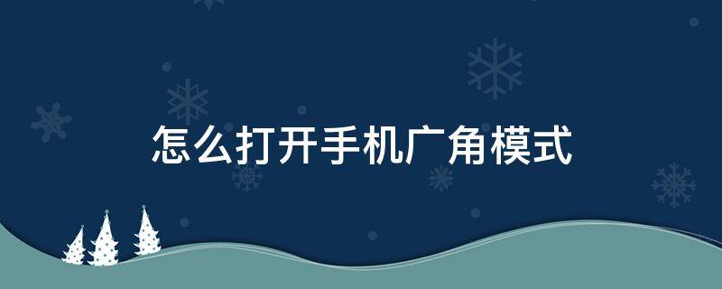 怎么打开手机广角模式 手机的广角模式在哪里打开