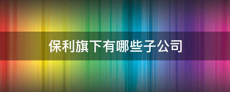 保利旗下有哪些子公司（保利有多少家子公司）