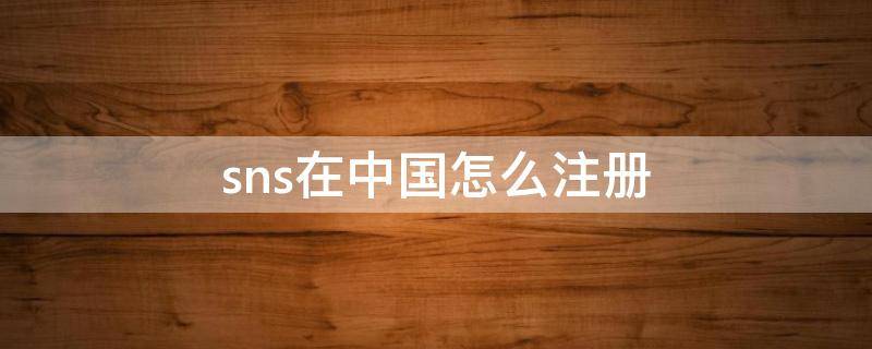 sns在中国怎么注册（sns在中国怎么注册教程）