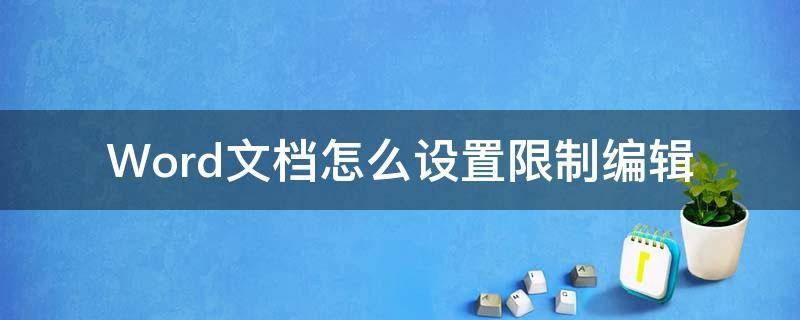 Word文档怎么设置限制编辑（word文档怎样限制编辑）