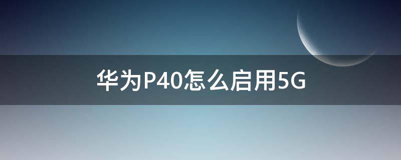 华为P40怎么启用5G（华为P40怎么设置）