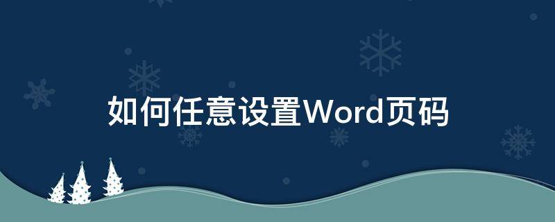 如何任意设置Word页码 word页码怎么任意设置